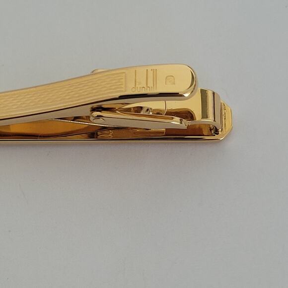 Dunhill Vintage Two Tone Tie Clasp Clip Bar Gold Silver Retro Logo Minimalistic - Picture 5 of 8